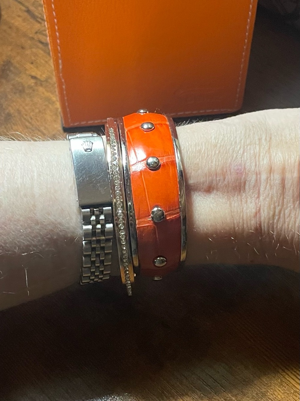 Tod’s Embossed Leather Studded Cuff Bracelet